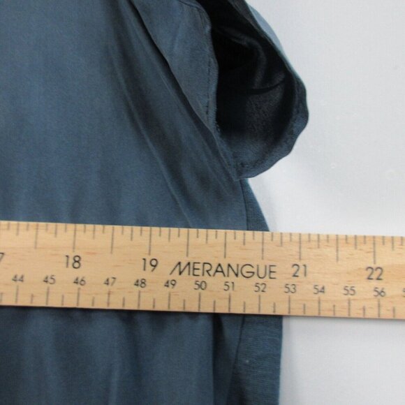 Club Monaco Silk Blouse Top Women Medium M Blue Short Sleeve Pullover Casual 102 - Picture 6 of 8